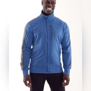 Lululemon Kung Fu II Men's Blue Gray Herringbone Stripe Zip Up Jacket M